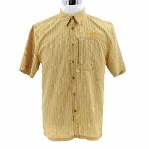 The North Face Mens Size M Shirt plaid Button Up Short Sleeve Hiking Yellow